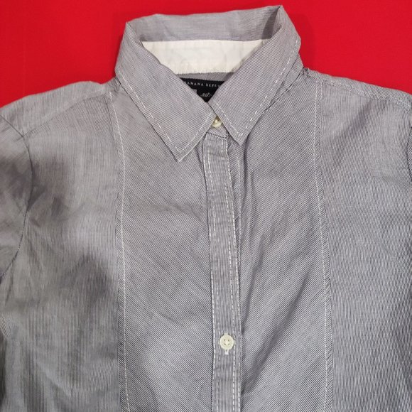 Banana Republic grey striped Women's button down shirt size S - Picture 2 of 4